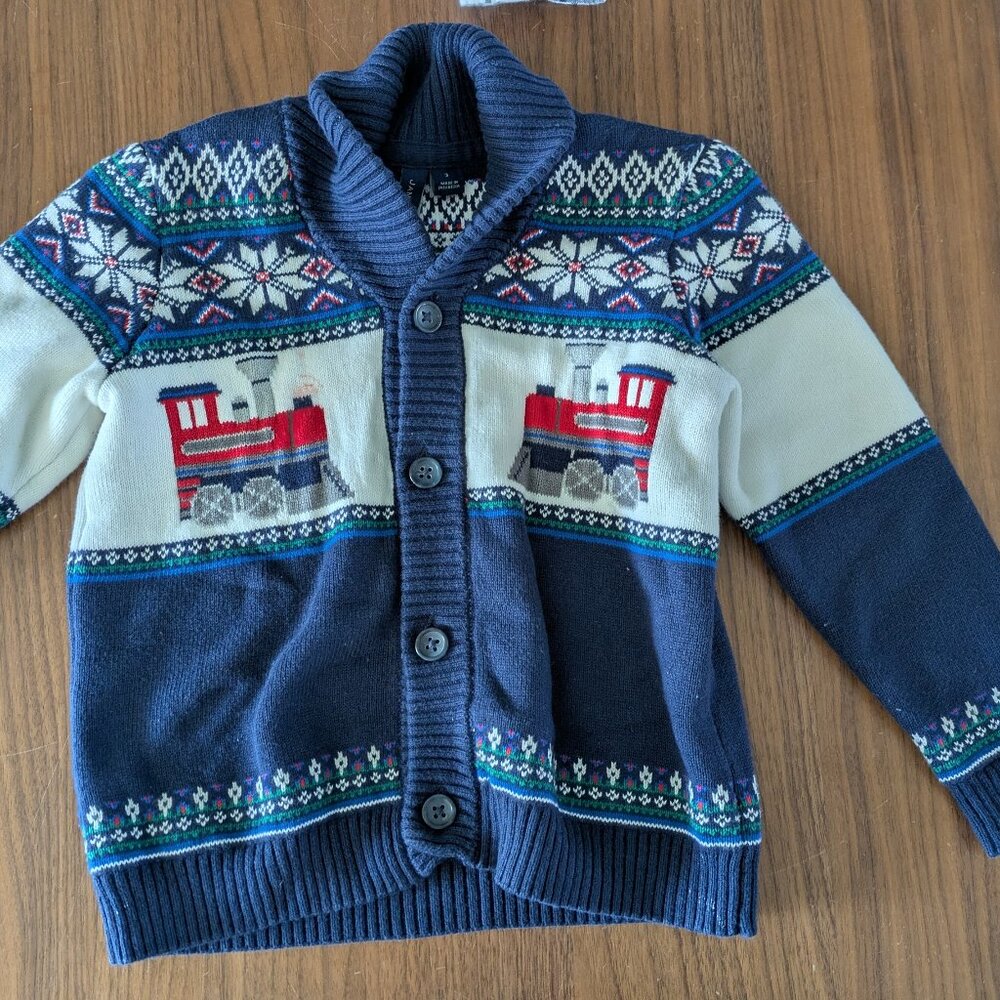 Janie and Jack Train Sweater 3T